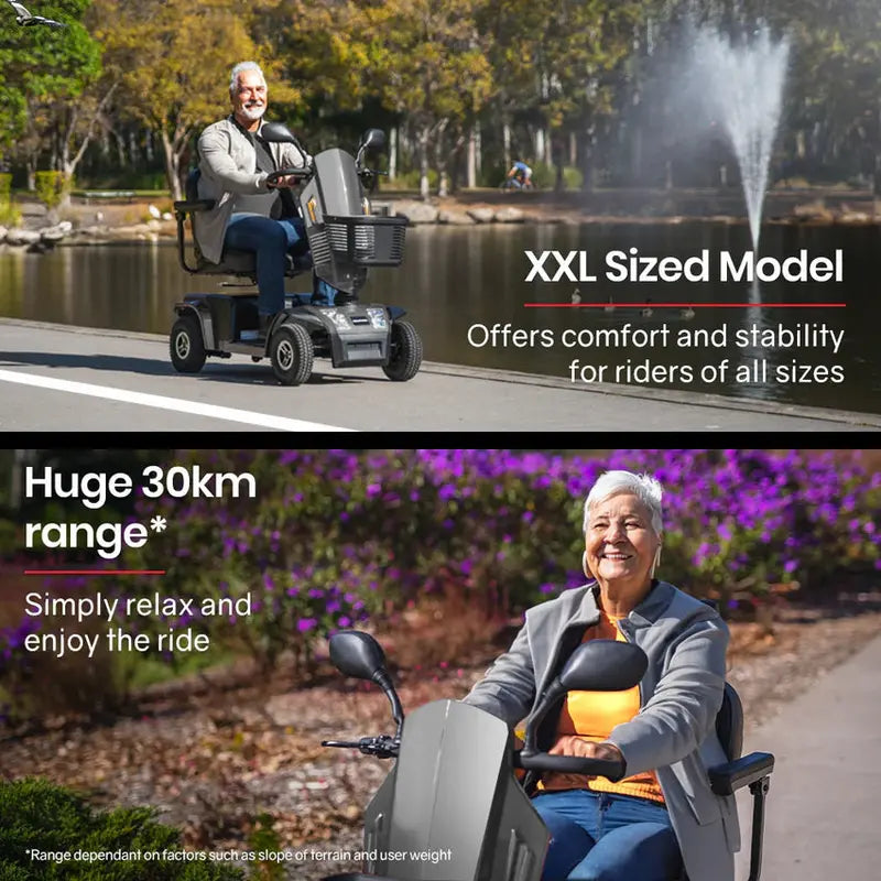 Equipmed Mobility Scooter, 30 km Range, 180 kg Capacity - VentureCruise Series S-XXL