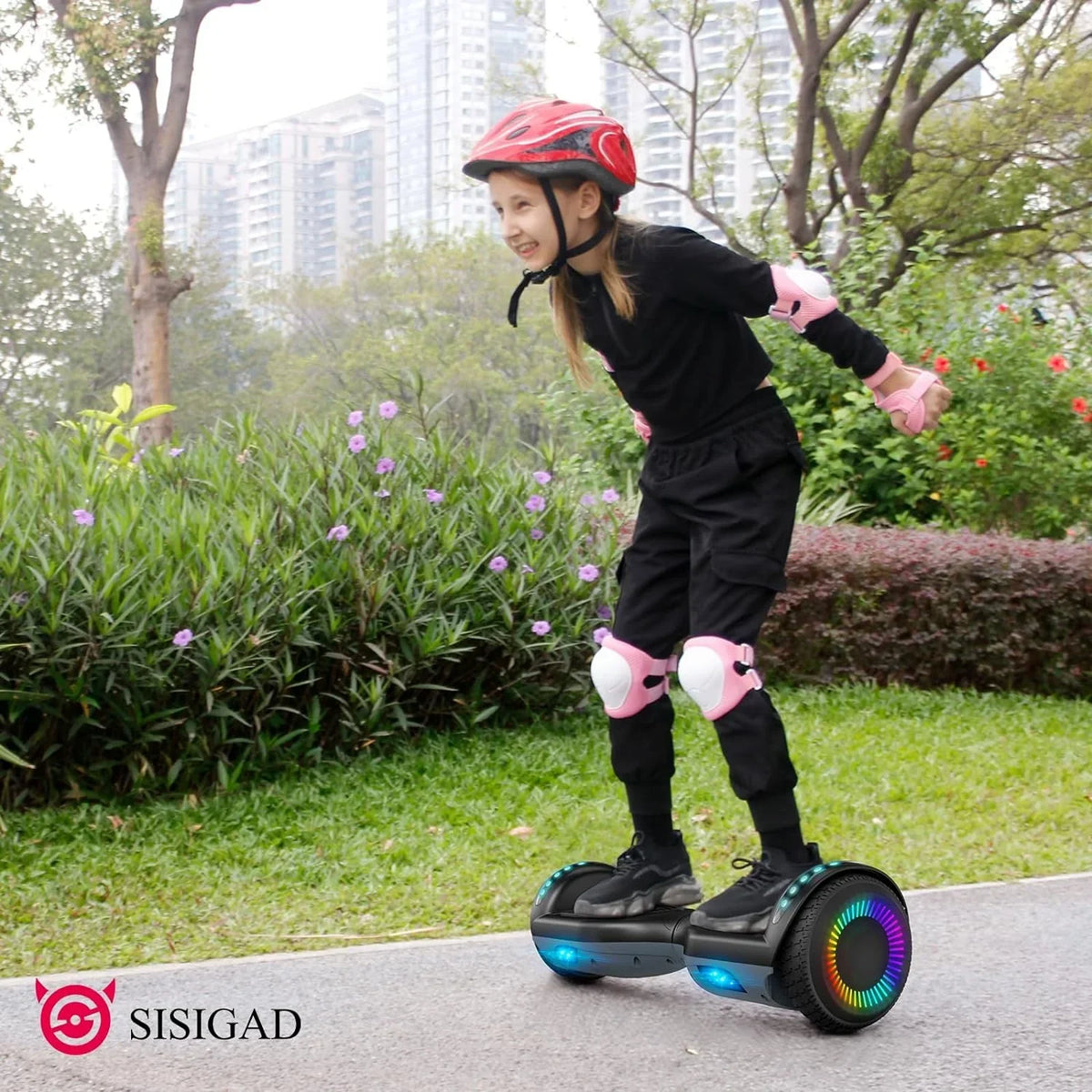 SISIGAD Electric Hoverboard And Kart Combo With 6.5 Inch Wheels And LED Lights