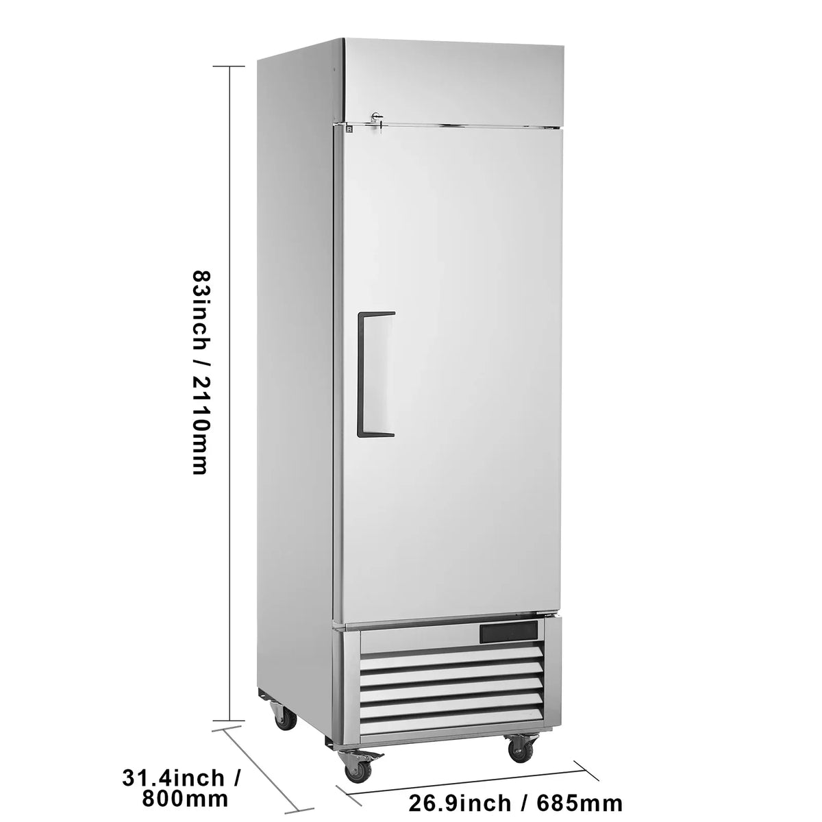 SKYSHALO Commercial Reach-In Upright Freezer 19.32 Cu.ft 1 Door 4 Shelves