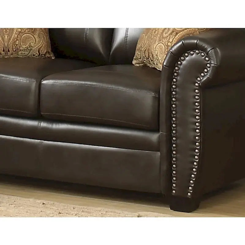 Louis-Style Sofa And Loveseat Set - Dark Brown