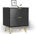 RSJIWOGZ Black Nightstand With 2 Drawers 17.7 in W