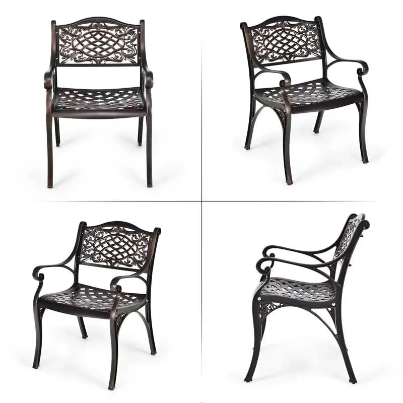 All-Weather Cast Aluminum Outdoor Dining Chairs, Set Of 2 - 23 in x 22 in x 32.5 in