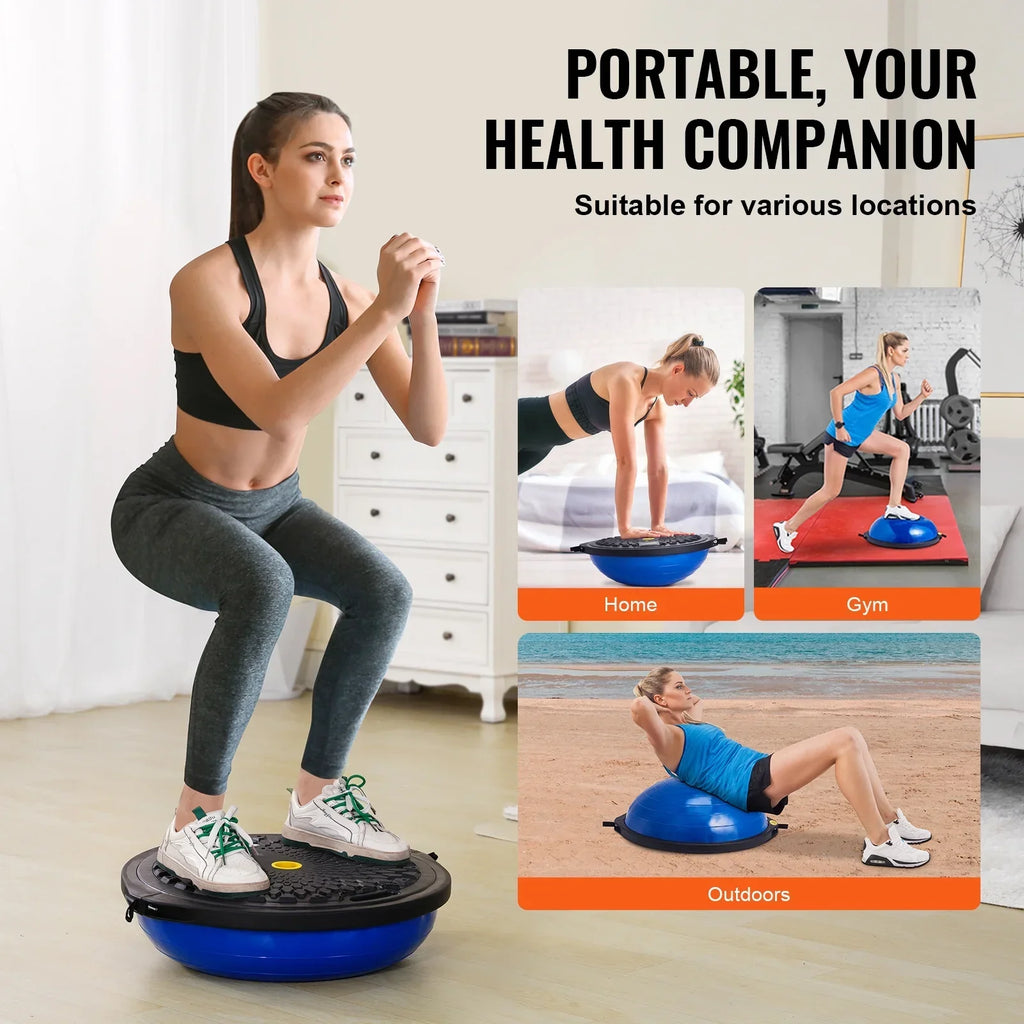 SKYSHALO 26 Inch Half Fitness Balance Ball Trainer With 2 Resistance Bands