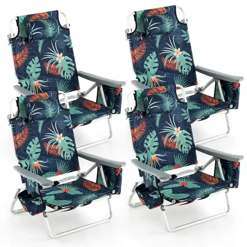 CraftPorch 4-Pack Folding Beach Chairs With 5-Position Recline