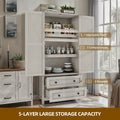Farmhouse Kitchen Pantry Cabinet With 2 Drawers And Adjustable Shelves - 64in Tall