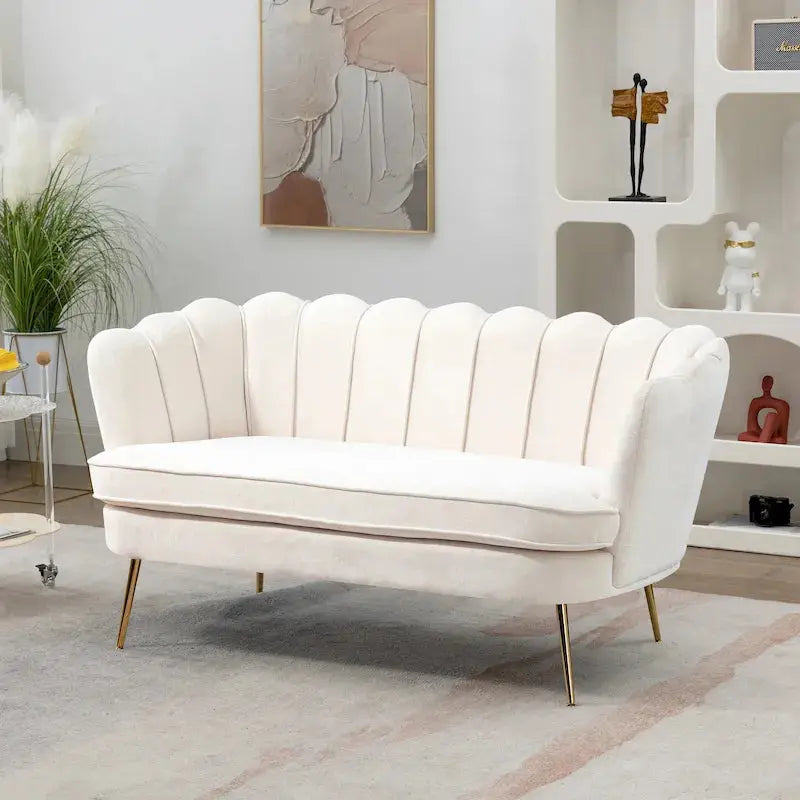 Mid-Century Modern Tufted Loveseat 59in Upholstered Sofa