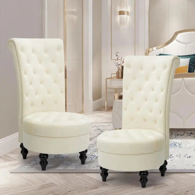 AVAWING Pair Of Royal-Themed Throne Chairs - Rubberwood Frame