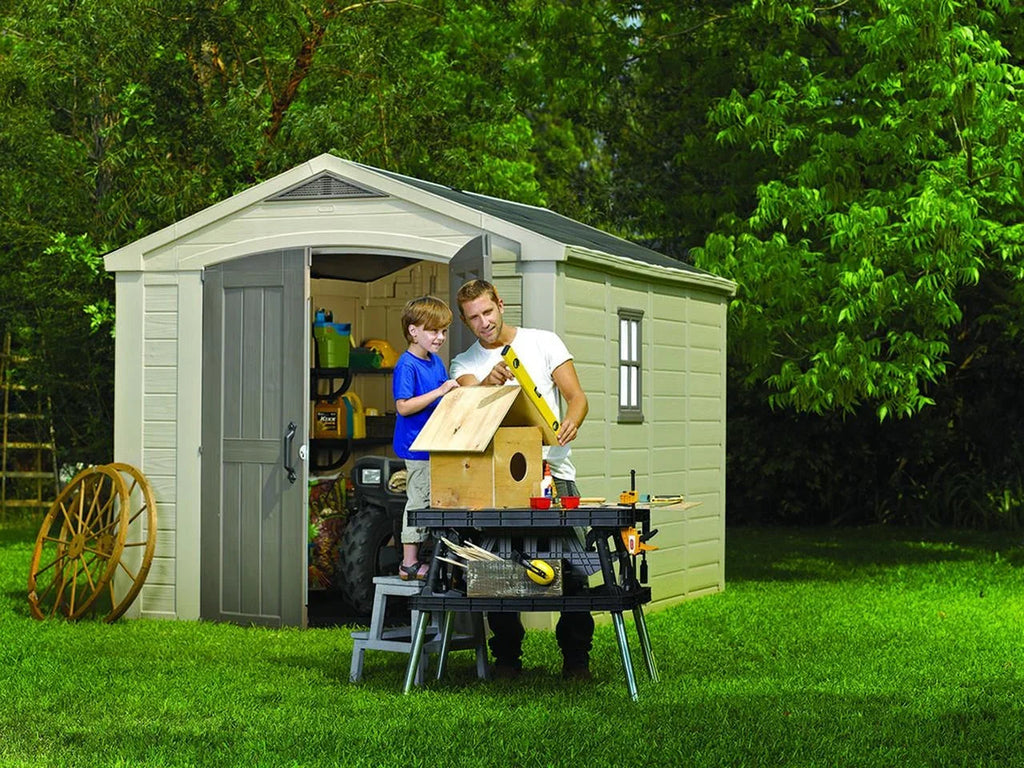 Keter Resin Outdoor Storage Shed, Taupe, 8 x 11 Foot - Factor