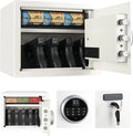 Security Biometric Fingerprint Safe, Steel Lock Box, White - 0.9 Cubic Feet