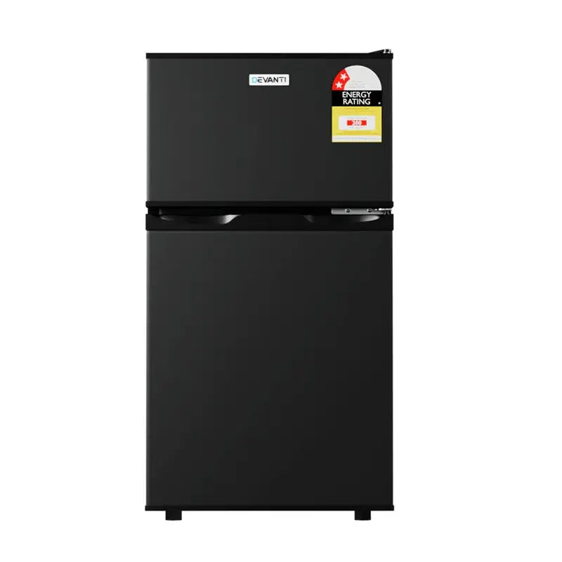 Devanti 80L Compact Black Bar Fridge With 25L Chiller Compartment