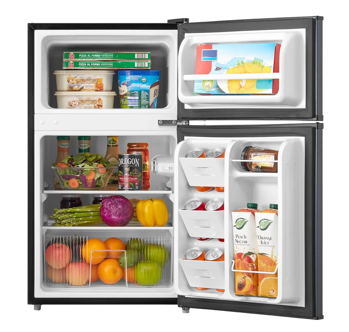 Arctic King Two-Door Mini Fridge With Freezer, 3.2 Cu. Ft., Stainless Steel