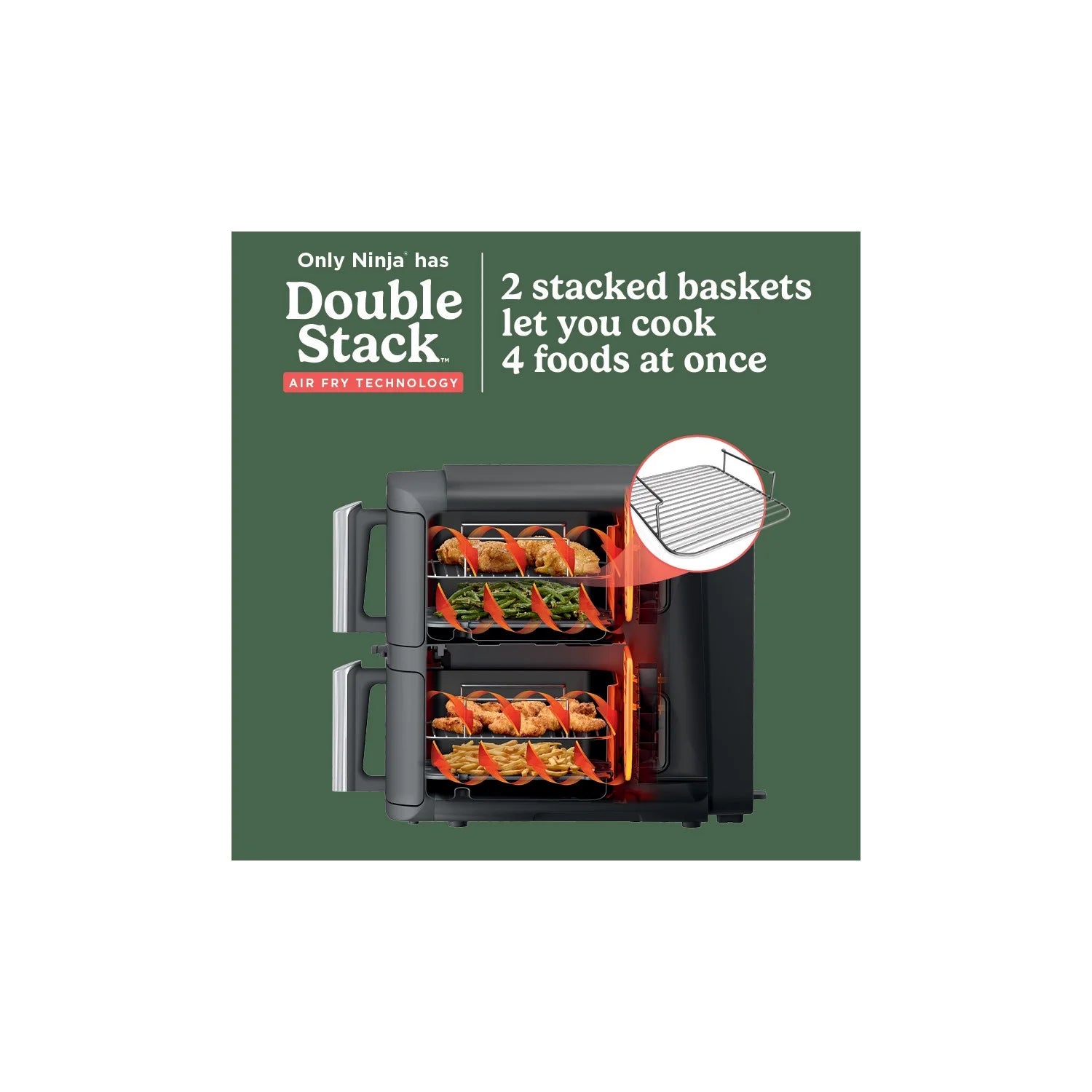 Ninja DoubleStack XL Smart 2-Basket Air Fryer, 10 QT