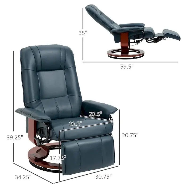 HomCom Manual Swivel Recliner Chair With Extendable Footrest - Faux Leather