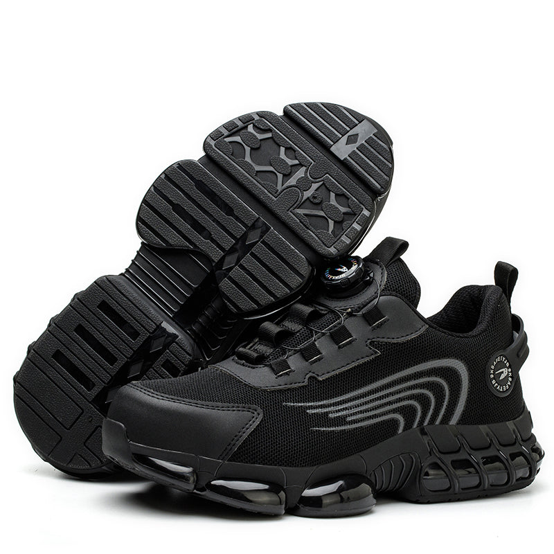 Reel Knob Lacing System For Steel Toe Shoes