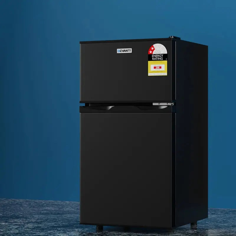 Devanti 80L Compact Black Bar Fridge With 25L Chiller Compartment