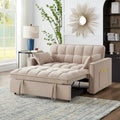 Tufted Loveseat Sofa Bed - Pull-Out Sleeper With Adjustable Backrest And Storage Pockets