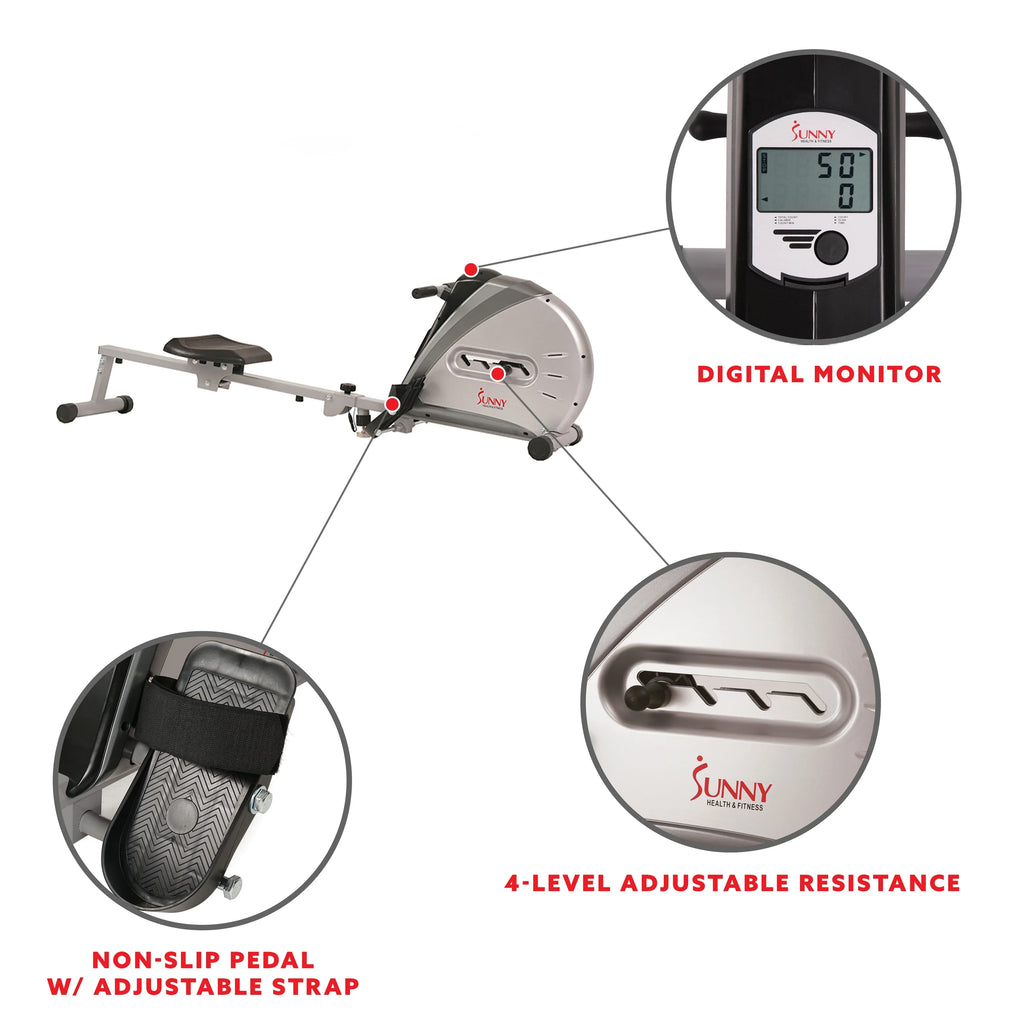 Sunny Health & Fitness Elastic Cord Rowing Machine With LCD Monitor - SF-RW5606