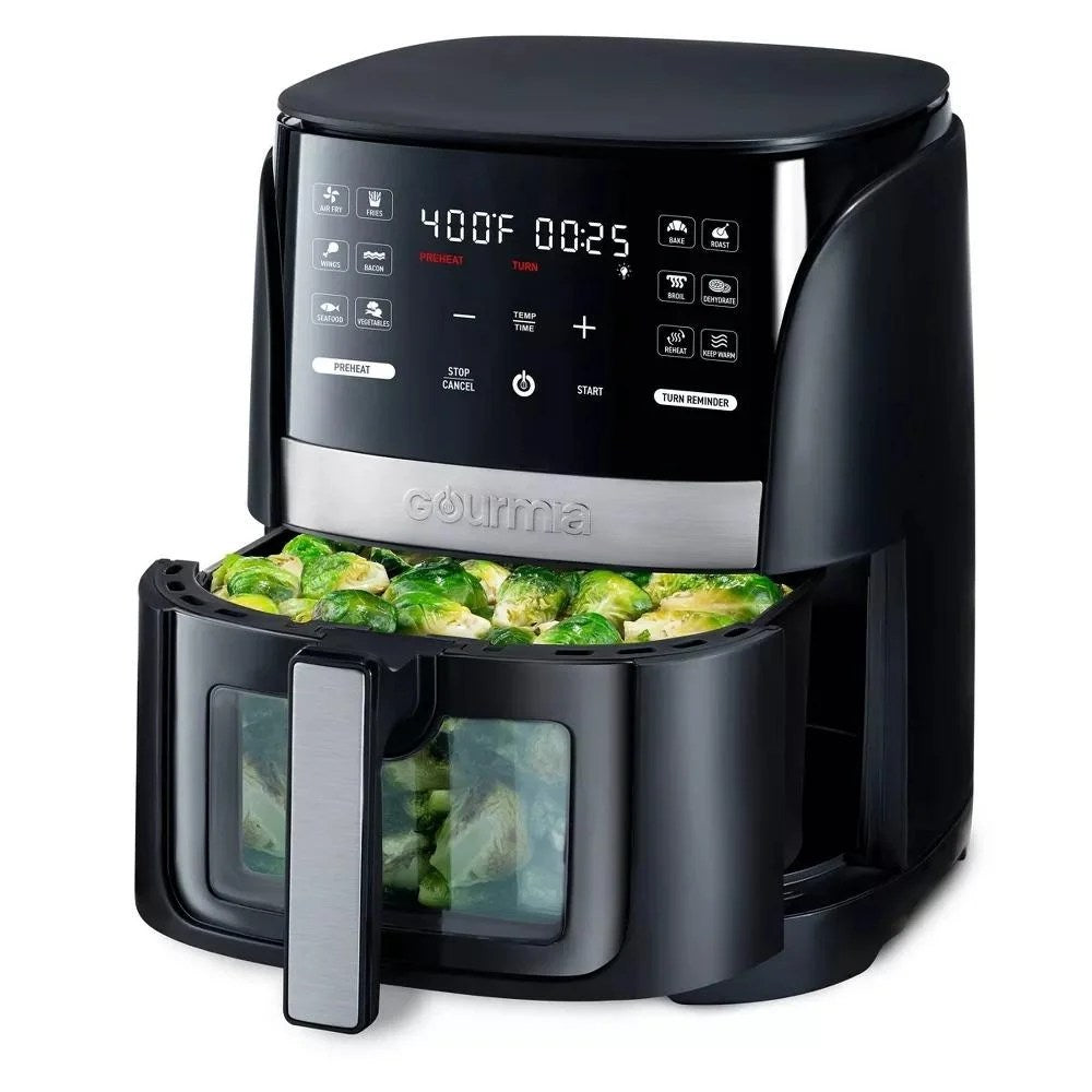 Gourmia 6-Qt Digital Window Air Fryer With 12 Presets - Black