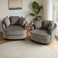 2 Oversized Corduroy Swivel Barrel Chairs, 43.2 W x 39.3 D x 31.4 H