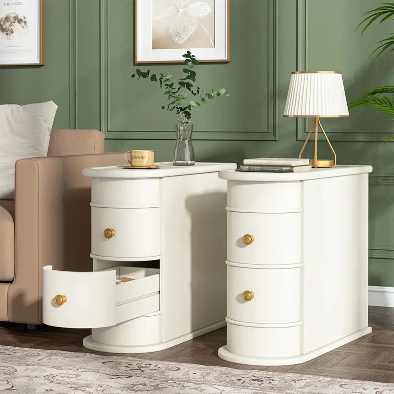 Solid Wood Chairside End Table, Two Drawers, 23.62'D x 10.63'W x 23.62'H