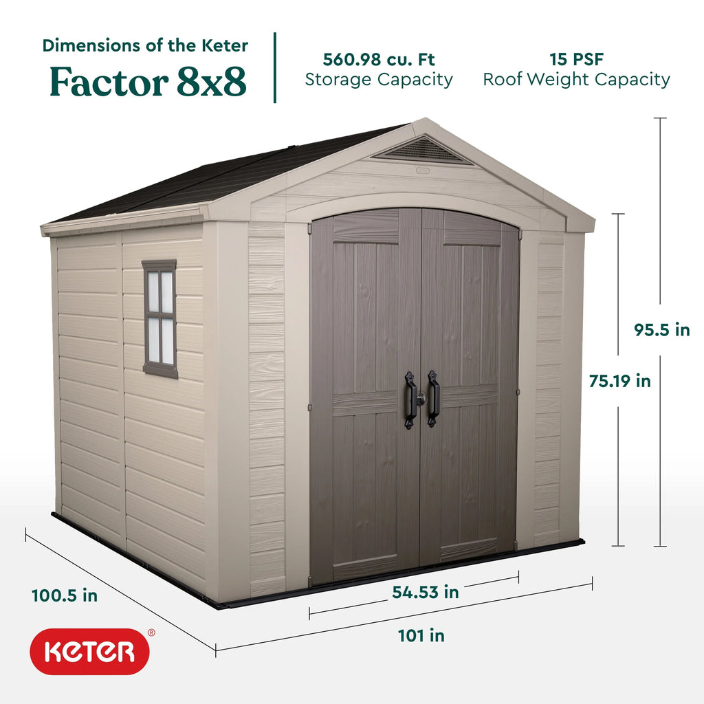 Keter Resin Outdoor Storage Shed, Taupe, 8 x 11 Foot - Factor