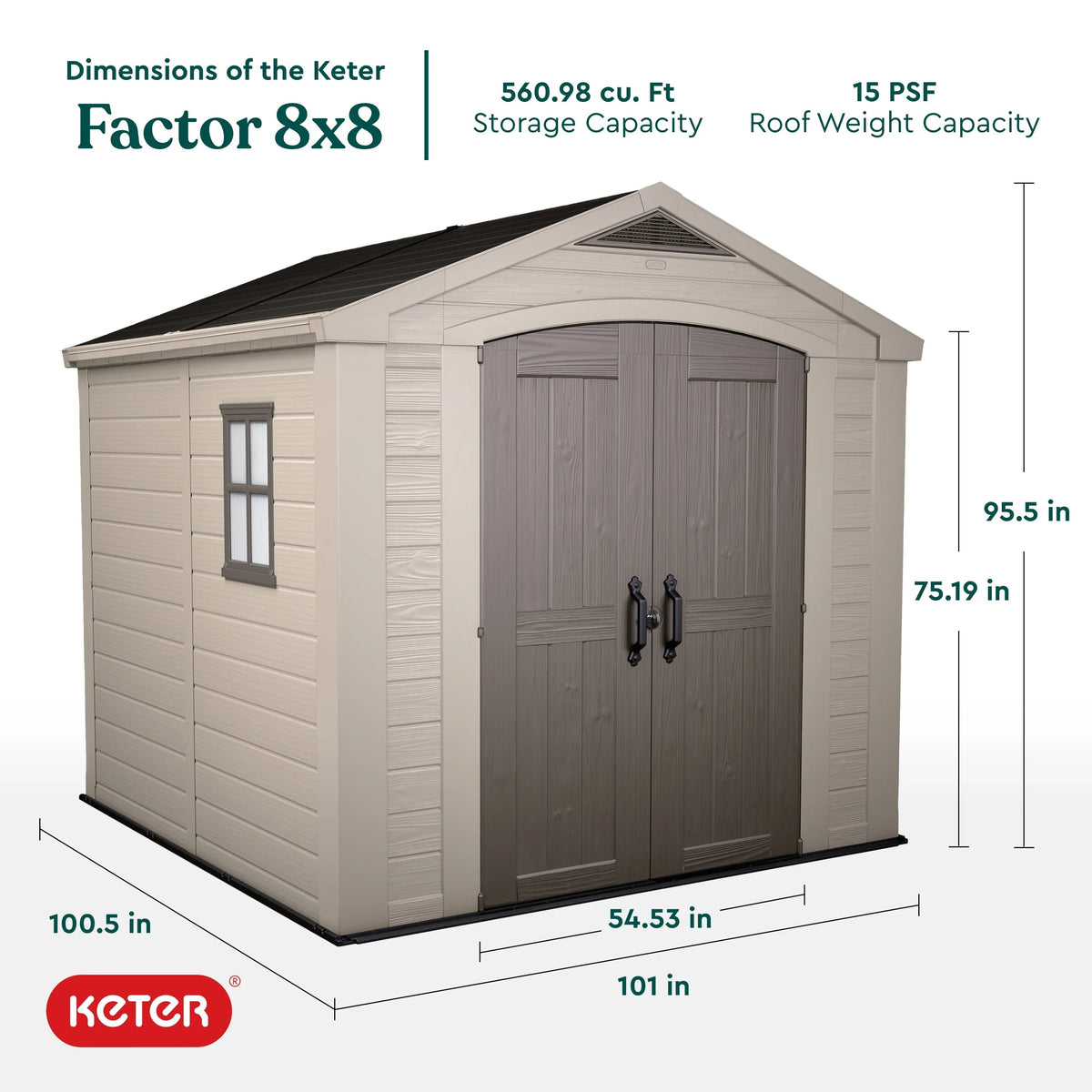 Keter Resin Outdoor Storage Shed, Taupe, 8 x 11 Foot - Factor