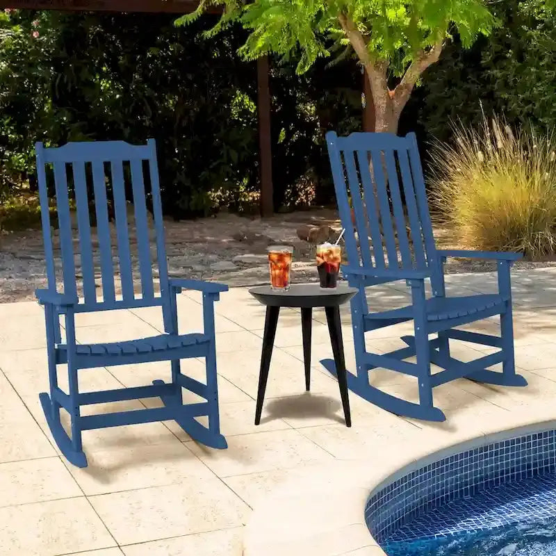 Vrakae All-Weather High-Back Patio Rocking Chairs, 2-Piece Set - 21 x 34.6 x 46 in