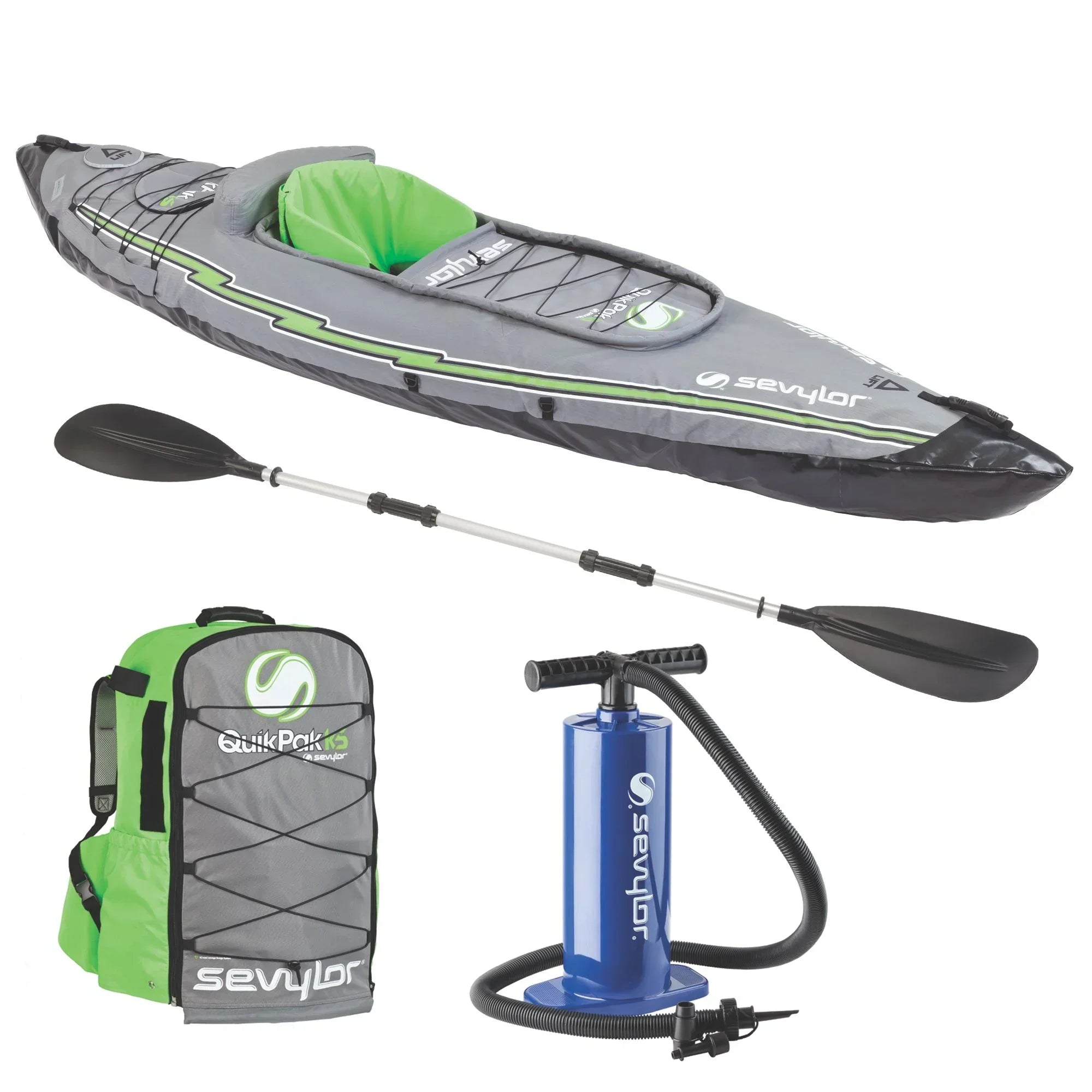 Sevylor K5 Quikpak Inflatable Kayak, 10 ft x 2 ft 10 in, 250 lbs Max Load