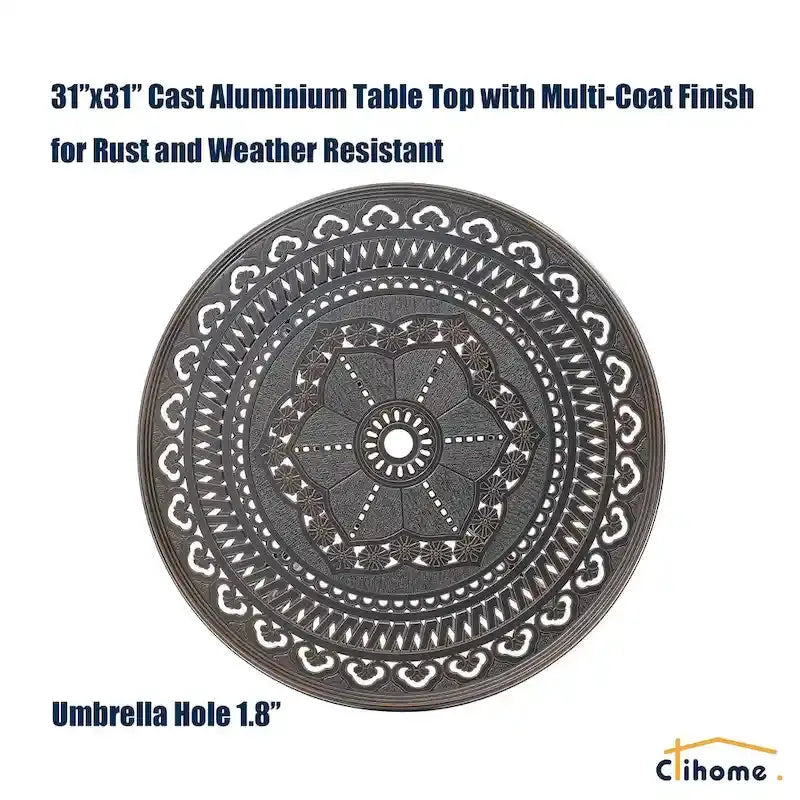 Cast Aluminum 5-Piece Patio Dining Set With 360-Degree Swivel Chairs