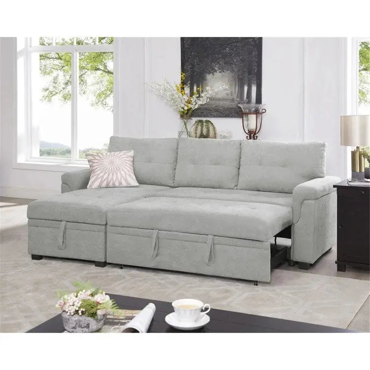 Convertible Modular Sleeper Sectional Sofa With Reversible Storage Chaise