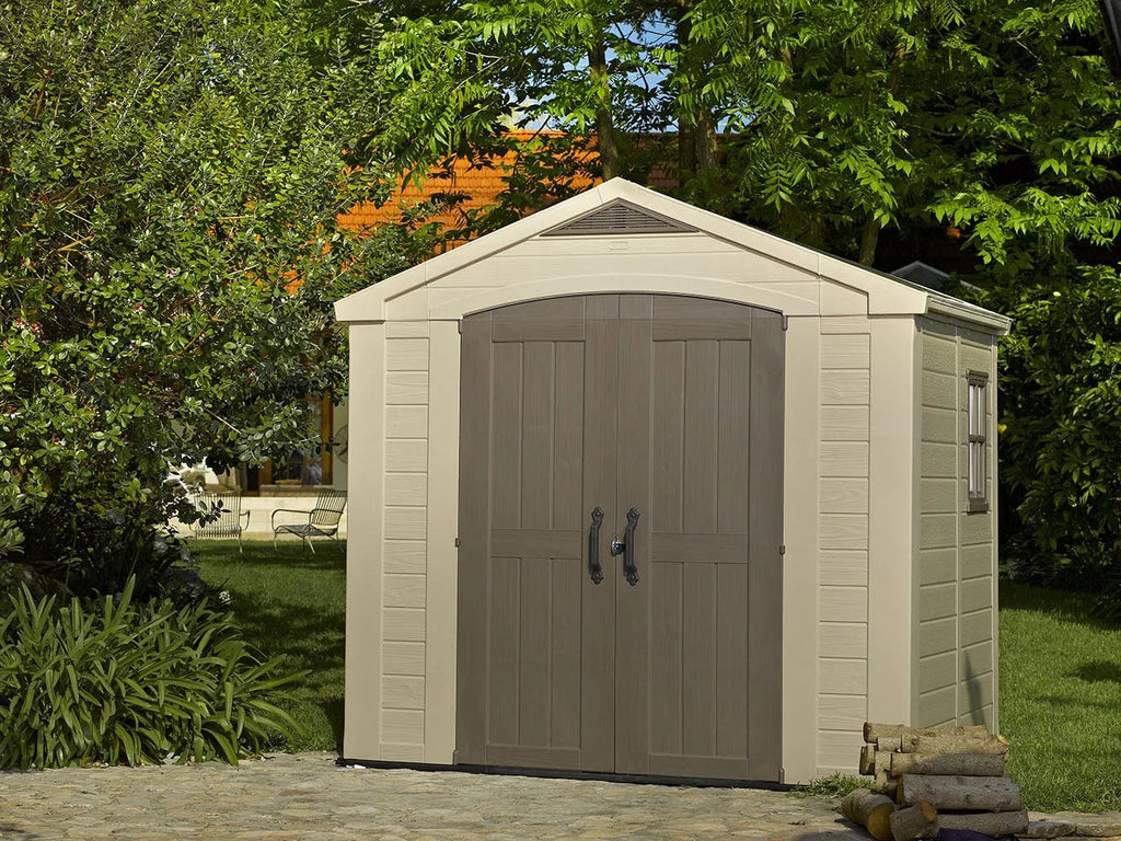 Keter Resin Outdoor Storage Shed, Taupe, 8 x 11 Foot - Factor