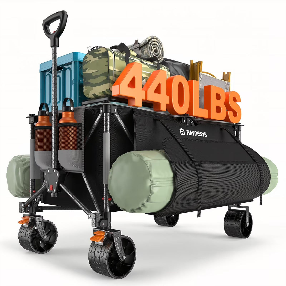 Raynesys Foldable Wagon Cart 300L 440 lbs Black & Gray