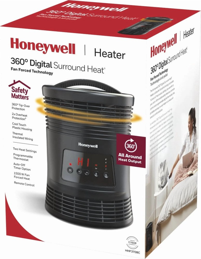 Honeywell 360 Digital Surround Fan Forced Heater, Black - HHF370B