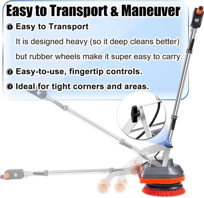 Commercial Grade Orbital Floor Scrubber And Polisher, 1.5 HP, Orange - Floor Scrubber-B