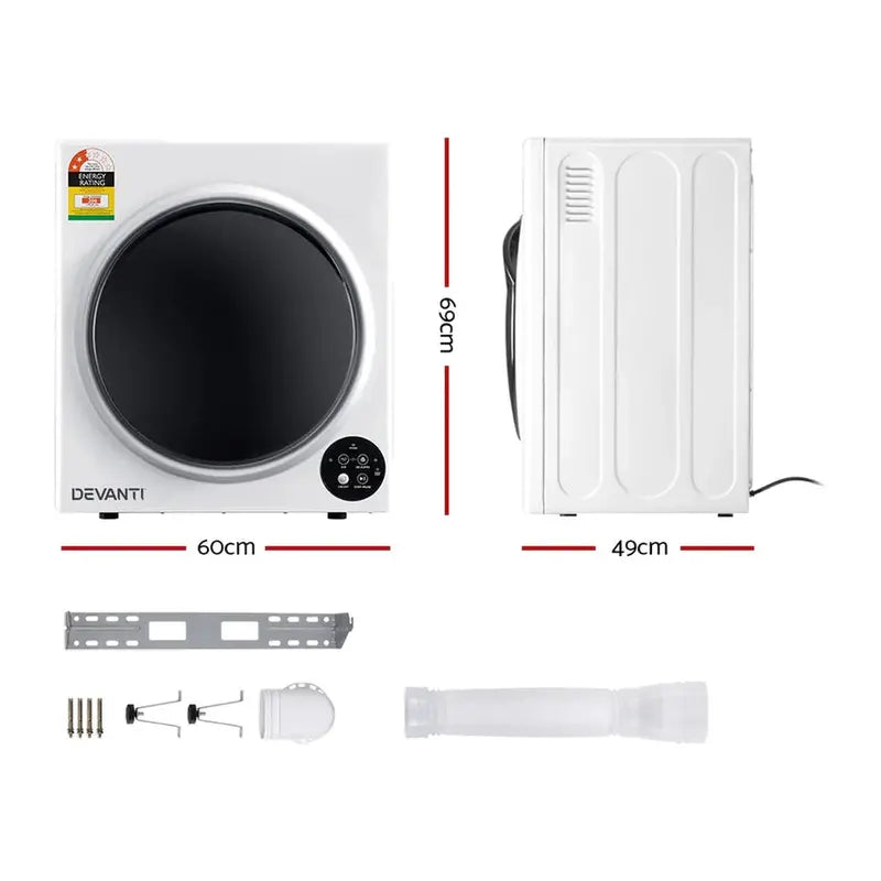 Devanti Fully Automatic Tumble Dryer 5kg Black
