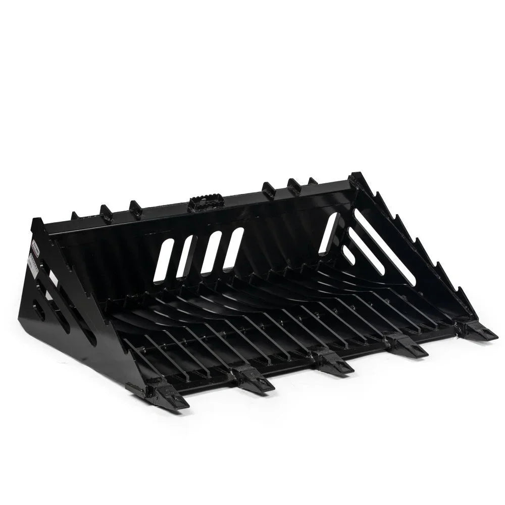 Titan Attachments 60in Skeleton Rock Bucket With Bolt-On Teeth And Skid Steer Quick Tach