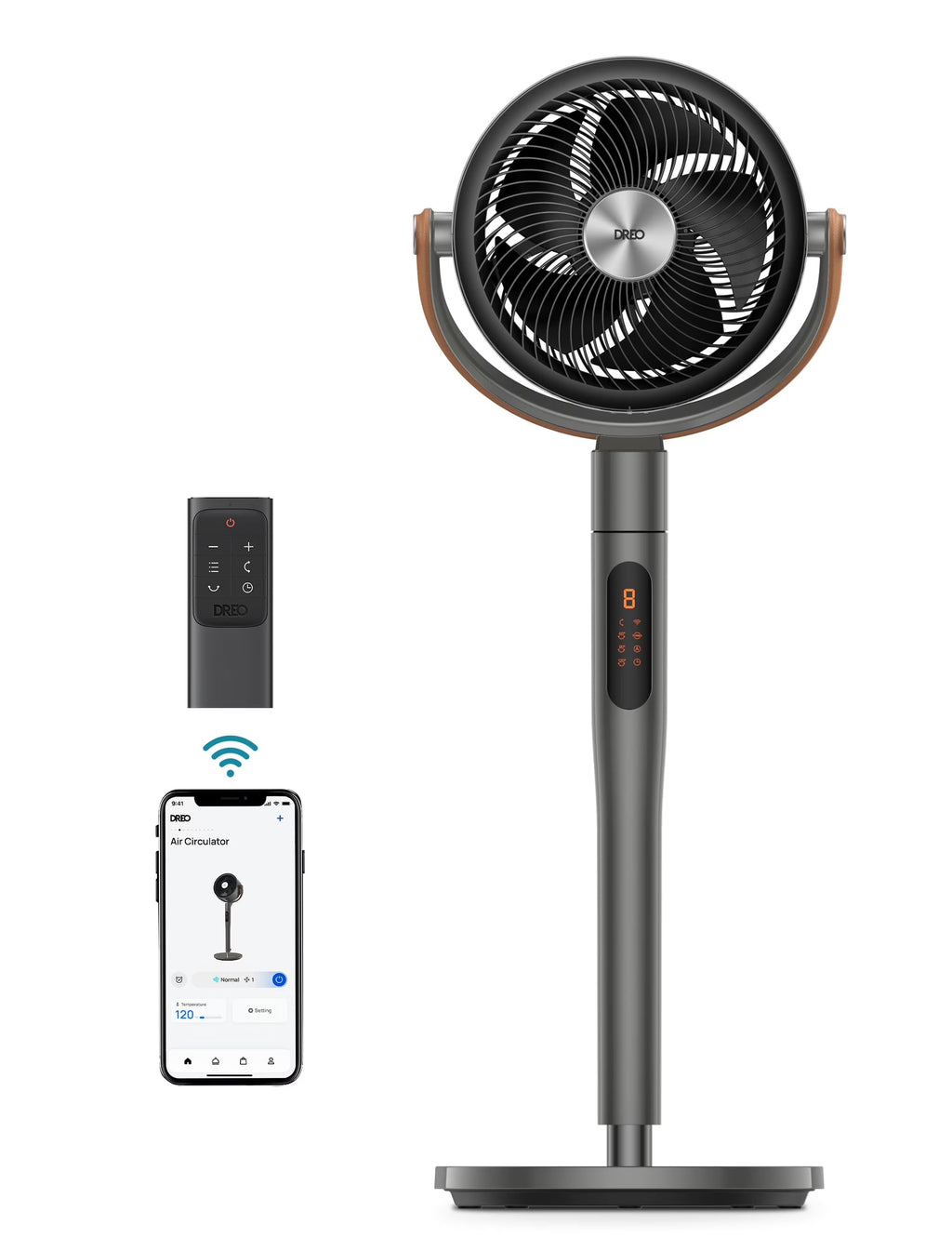 Dreo Pedestal Fan With Remote, Wi-Fi And Voice Control, 6 Modes, 8 Speeds, 12H Timer - PolyFan 513S