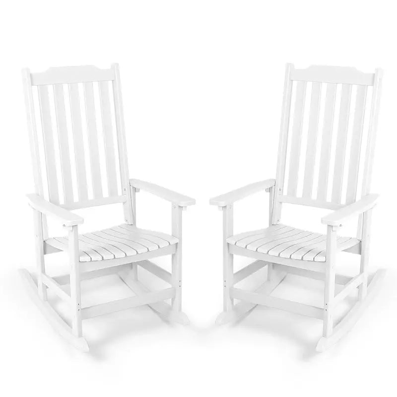 Vrakae All-Weather High-Back Patio Rocking Chairs, 2-Piece Set - 21 x 34.6 x 46 in