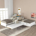Modern White L-Shaped Twin Platform Bed With Built-In Trundle And Storage Drawers