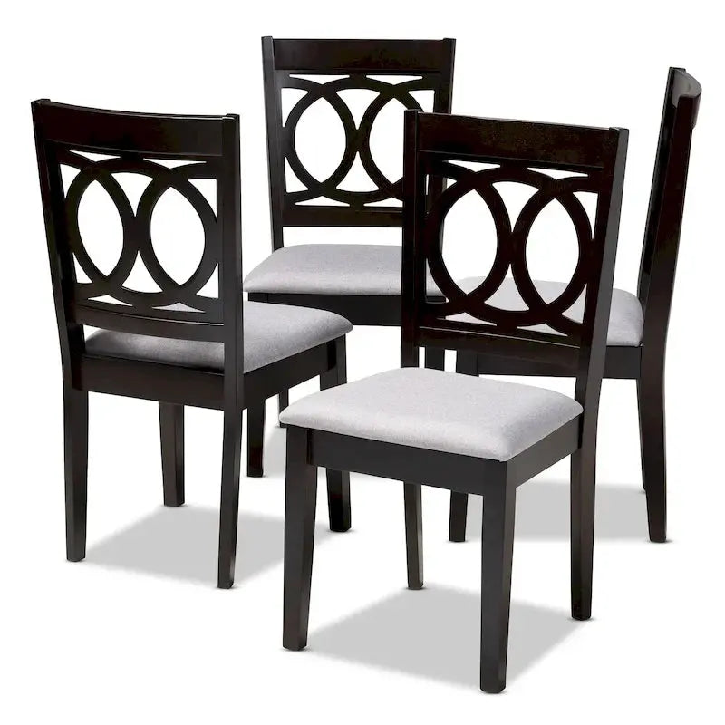 Contemporary 4-Piece Dining Chair Set With Fabric Upholstery - Espresso Brown