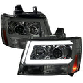 Spec D Tuning Smoke C-Bar Projector Headlight For 2007-2013 Chevrolet Avalanche - 2LHP-AVA07G-RS