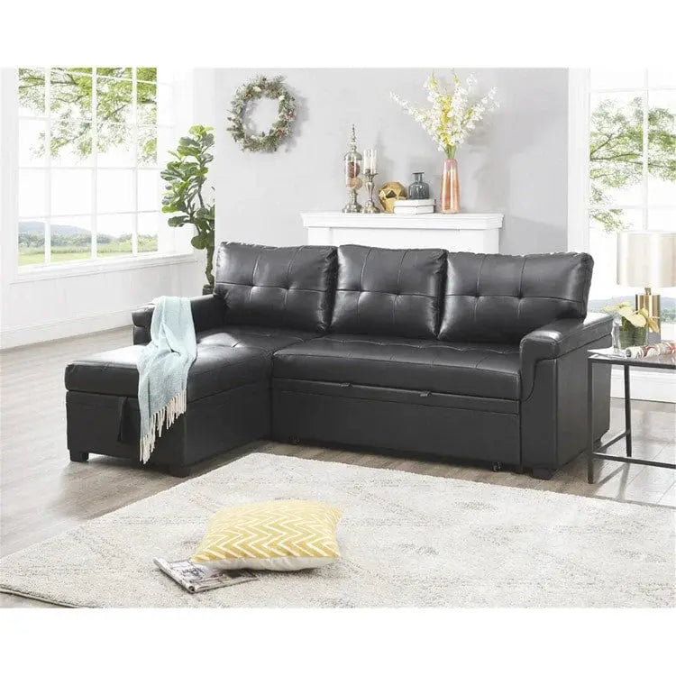 Convertible Modular Sleeper Sectional Sofa With Reversible Storage Chaise