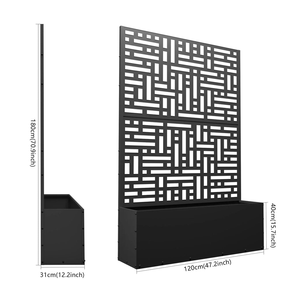 FOOWIN 71 in H Metal Trellis Planter Raised Garden Bed With Drainage Hole, Black