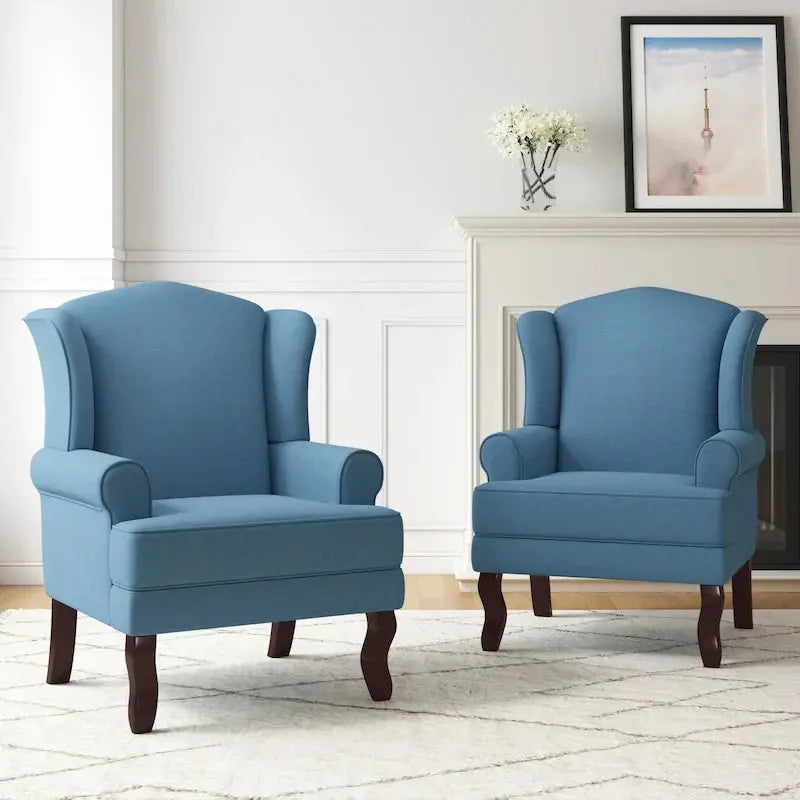 Wingback Accent Chair Duo, Upholstered Armchairs, 2 Count - Classic