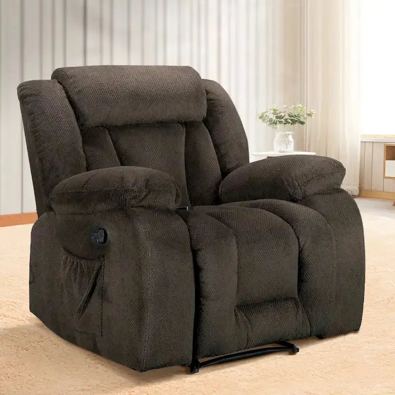 Heated Massaging Recliner Chair, 65L x 37W x 41H