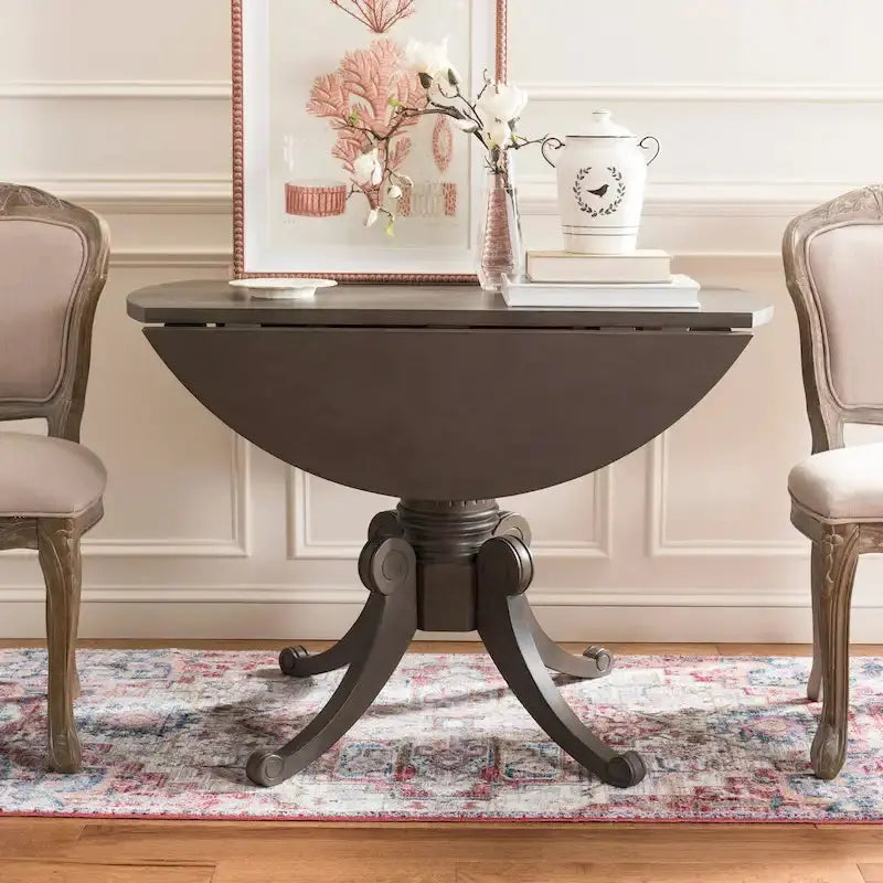 SAFAVIEH Jeane Drop-Leaf Dining Table, Antique White, 43 Inch Square Design