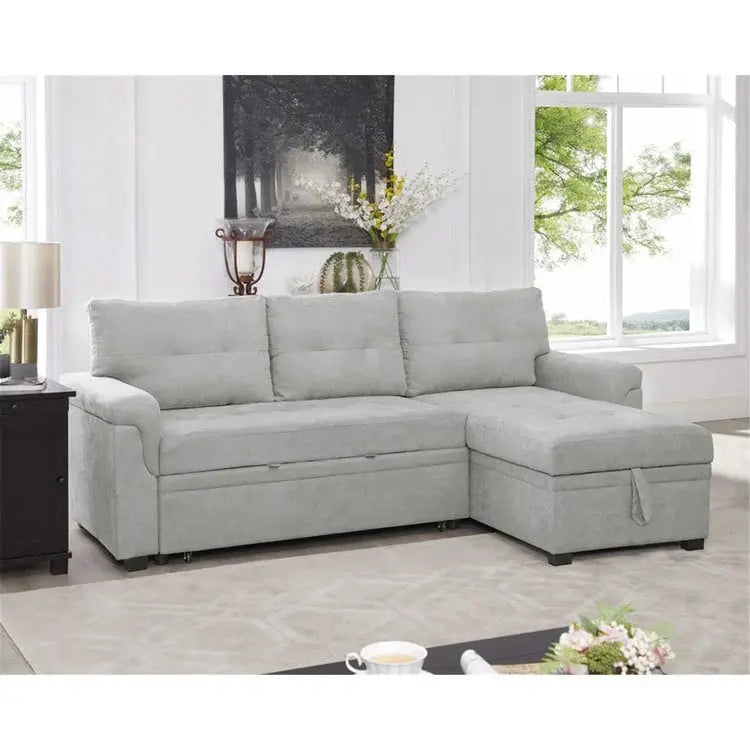 Convertible Modular Sleeper Sectional Sofa With Reversible Storage Chaise