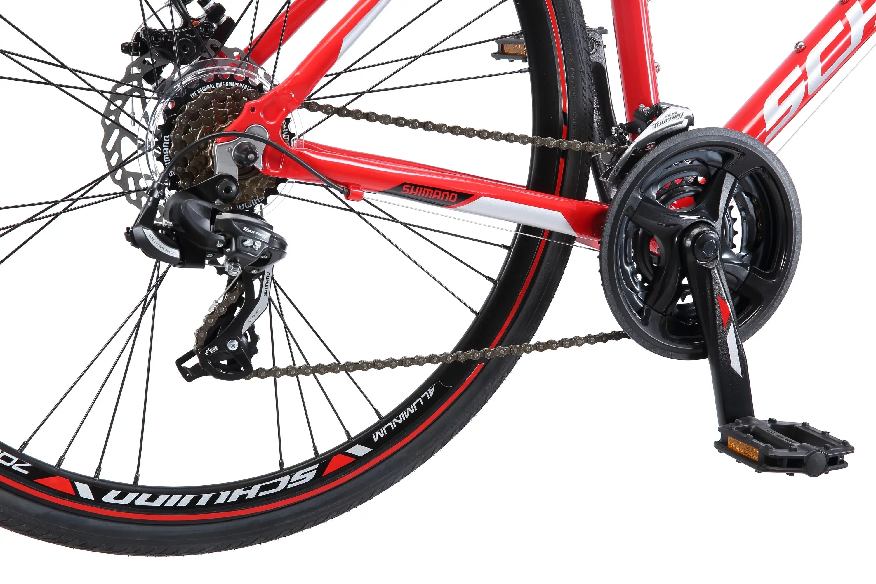 Schwinn Kempo Hybrid Bike, 700c Wheels, 21 Speeds, Men's Frame, Red