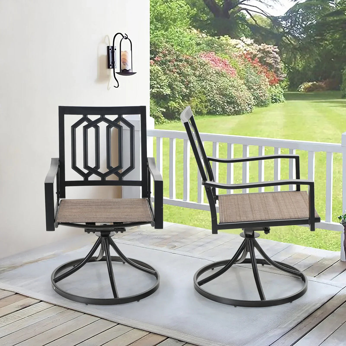 Sophia & William Outdoor Patio Swivel Dining Chairs - Textilene, Set Of 2