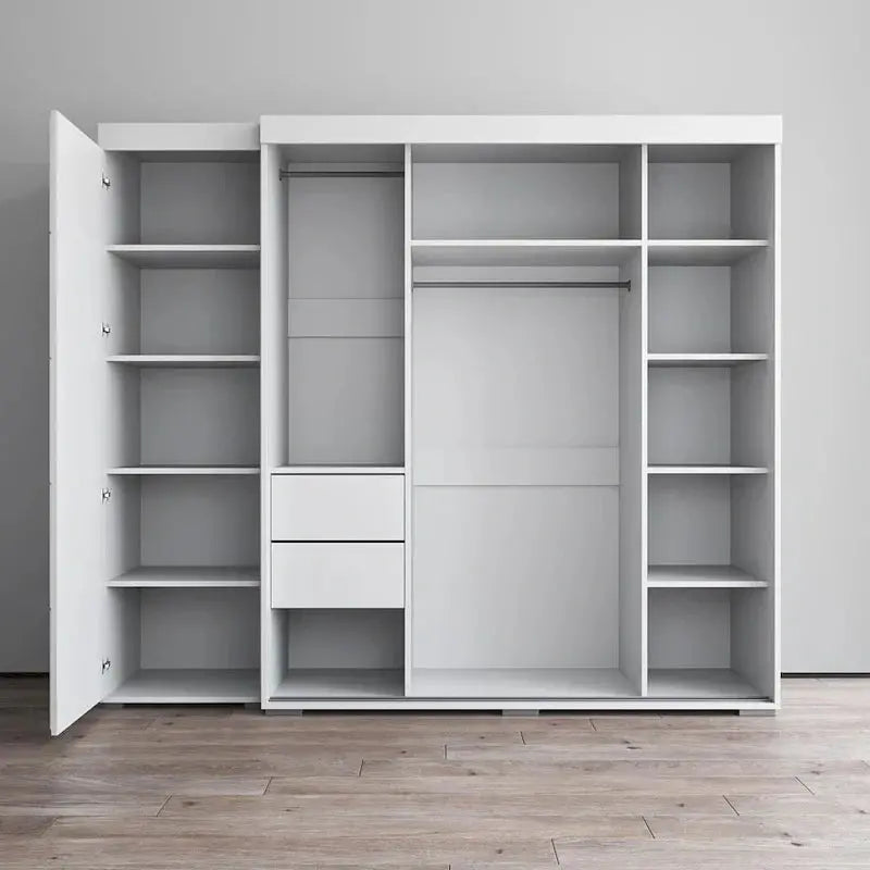 Tri-Fold Full-Mirror Wardrobe Storage Cabinet, 81.1in x 94.1in x 26in